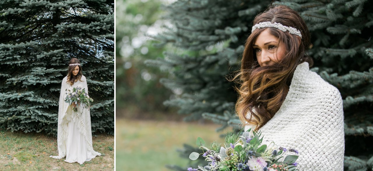 Bridal Portrait with Blanket | Northport Michigan Wedding Photography | The Weber Photographers | Cory Weber