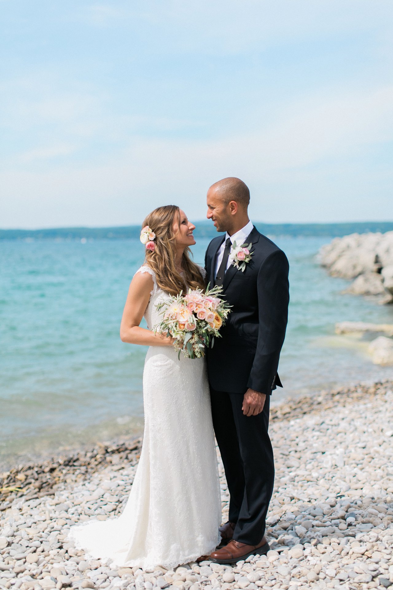 Bride & Groom Portrait | Petoskey Michigan Wedding Photographer | The Weber Photographers | Associate Photographer Megan Newman