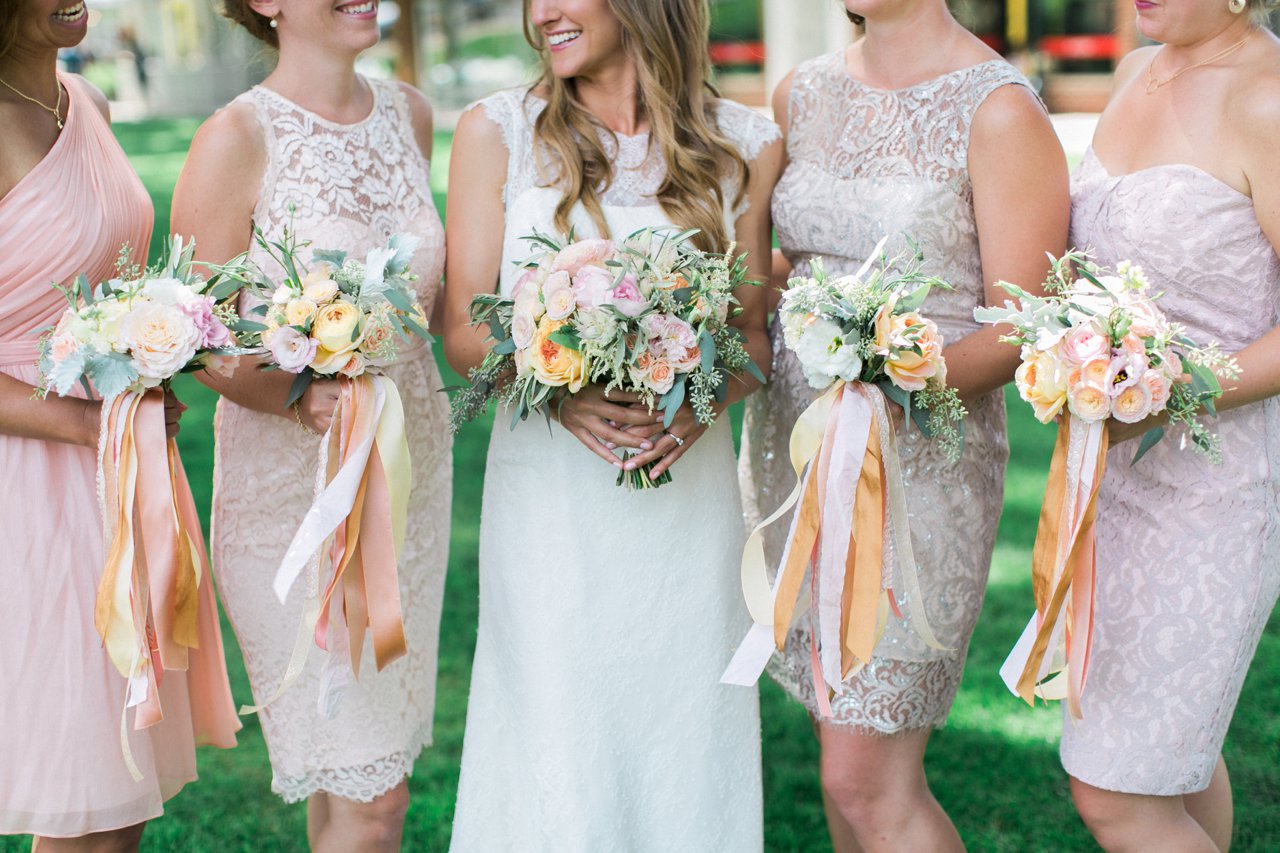 BLOOM Floral Design | Light pink, peach, soft white flowers and ribbons | The Weber Photographers | Associate Photographer Megan Newman