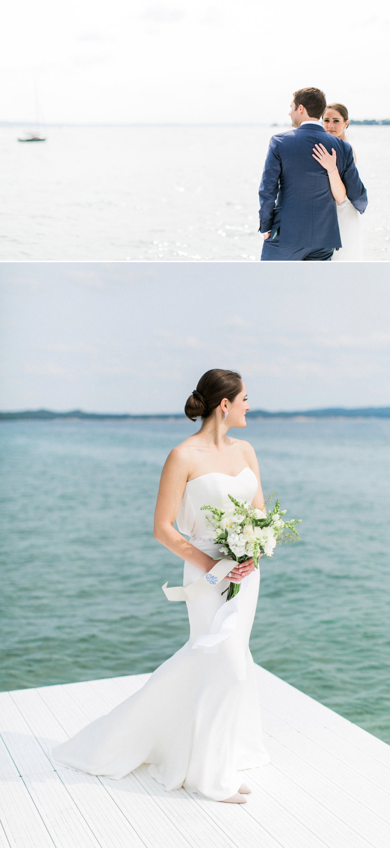 Bridal portraits near the water in Northern Michigan