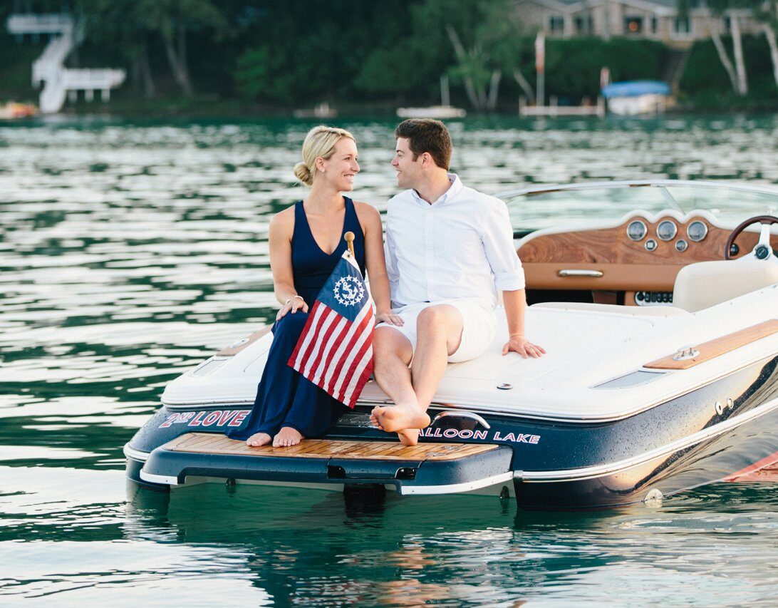 Walloon Lake Engagement Session | Boat ride | The Weber Photographers | Associate Photographer Megan Newman