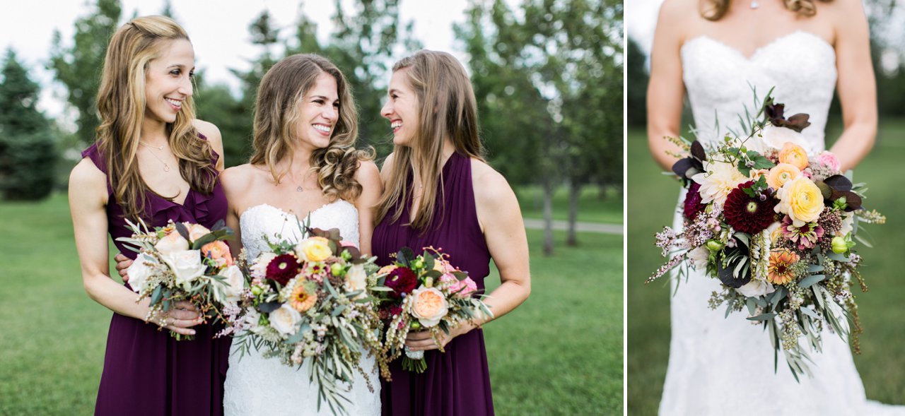 This is a photo of a bride with her bridesmaids in Traverse City, Michigan. 