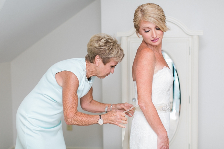 A bride getting ready with her mother in Harbor Springs, Michigan