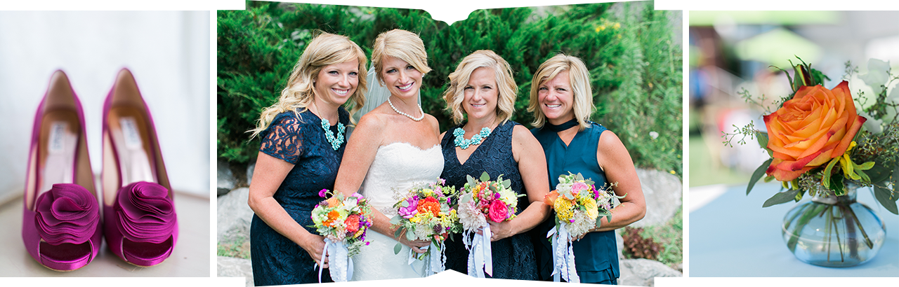 Bride with her bridesmaids in Northern Michigan 
