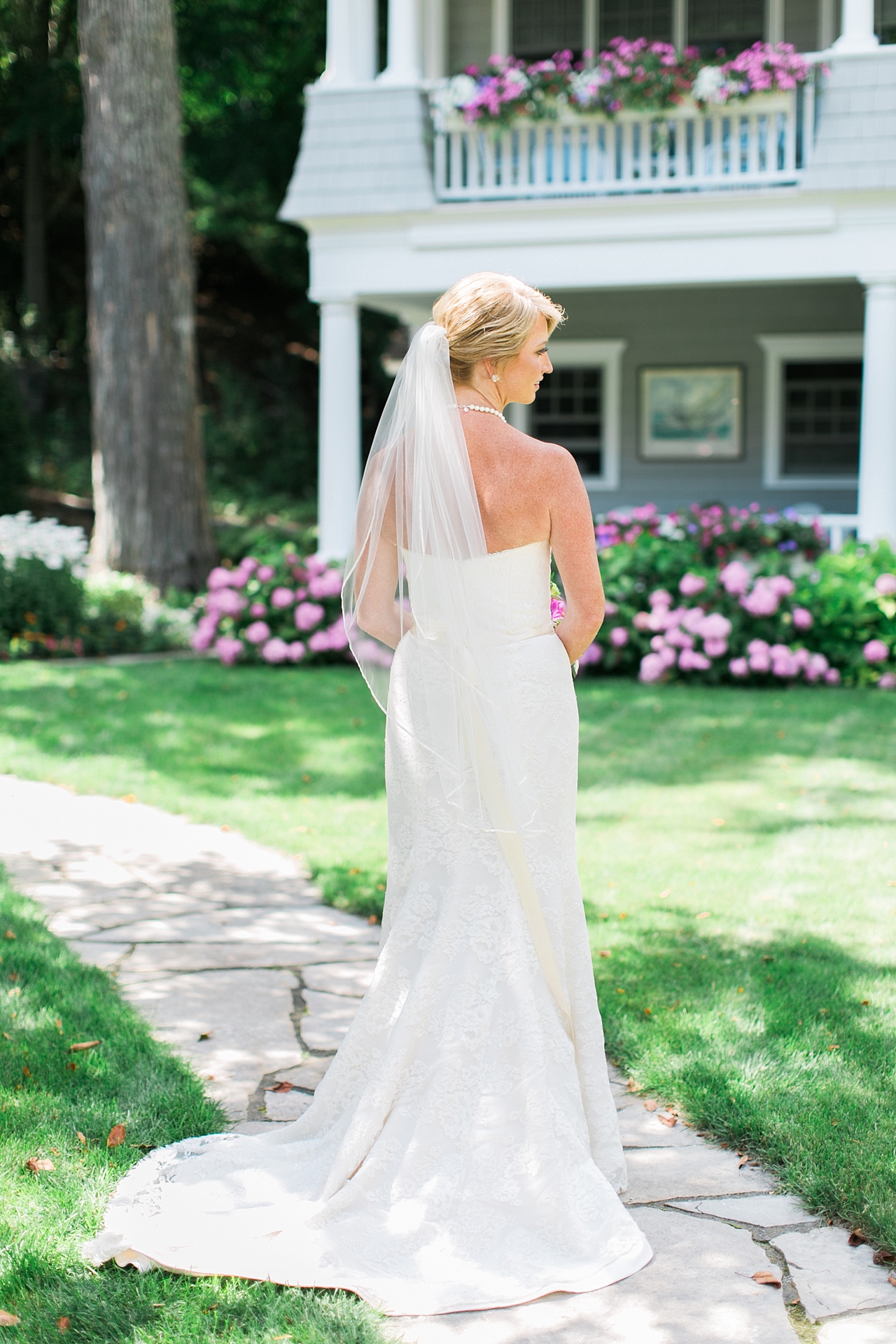 A bride on a sunny day in Northern Michigan.