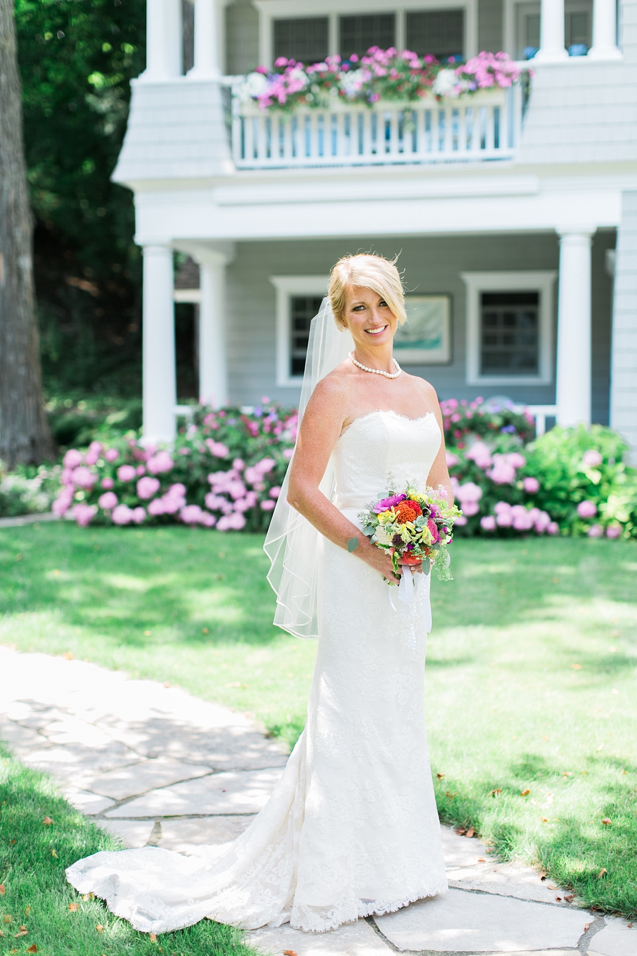 Bridal portraits on a sunny day in Harbor Springs, Michigan
