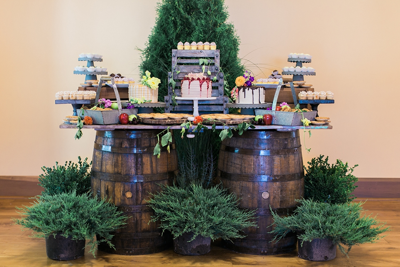 A stunning cake display at a Northern Michigan wedding