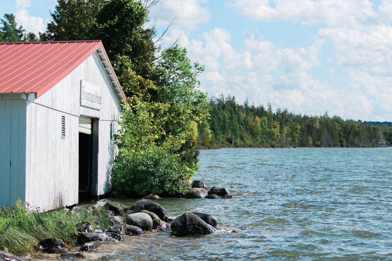 This is a boathouse on Lake Leelanau at Fountain Point Resort