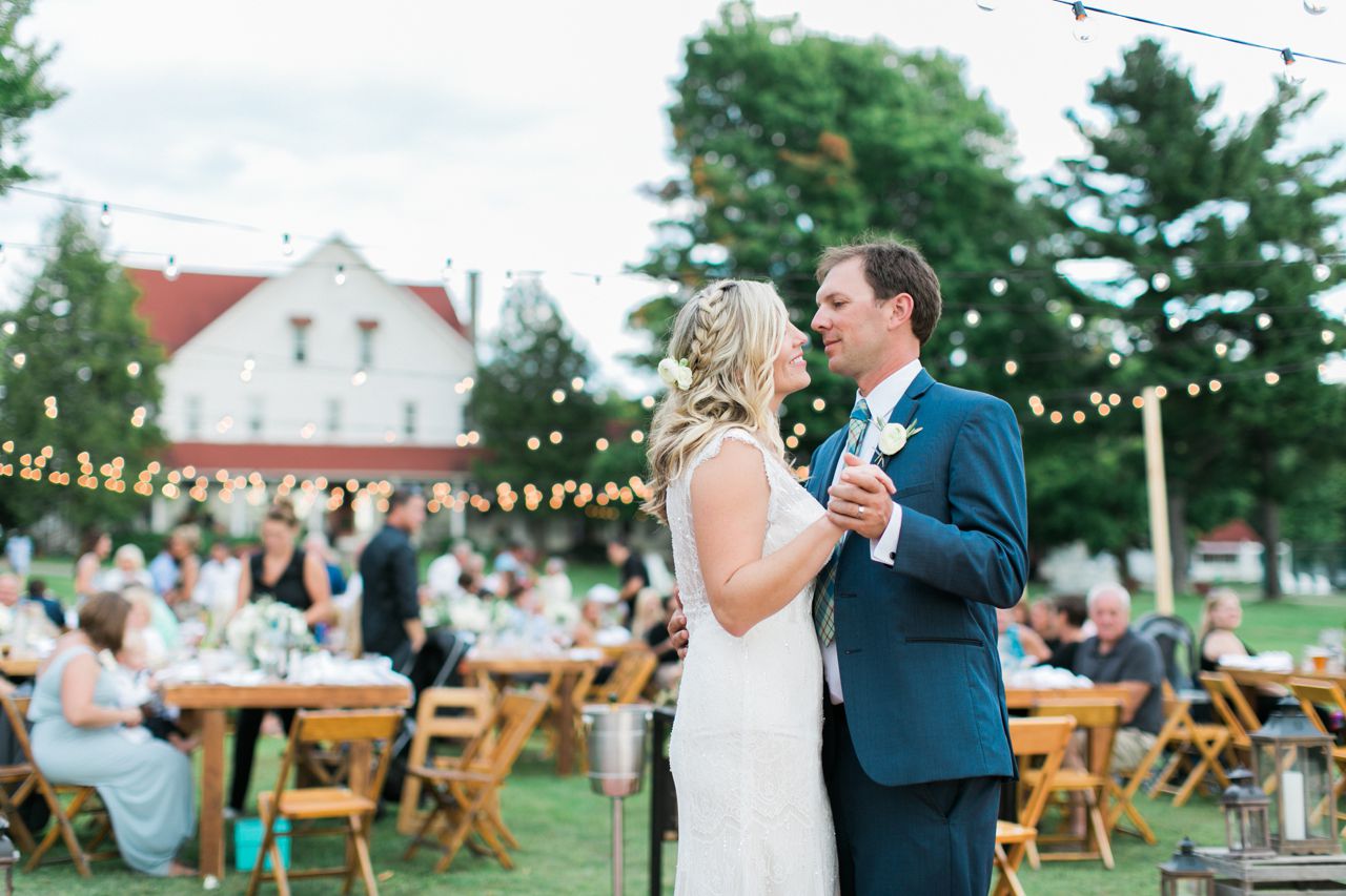 This is a photo of a bride and groom's first dance at their wedding reception at Fountain Point Resort