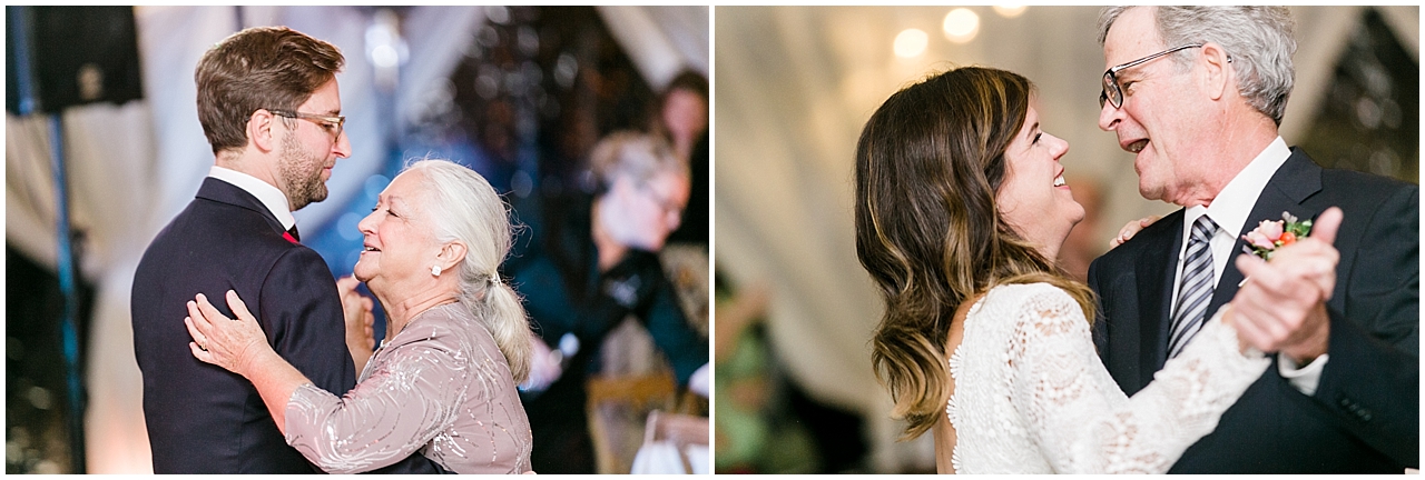 Bride and groom dancing at the reception in Glen Arbor, Michigan 