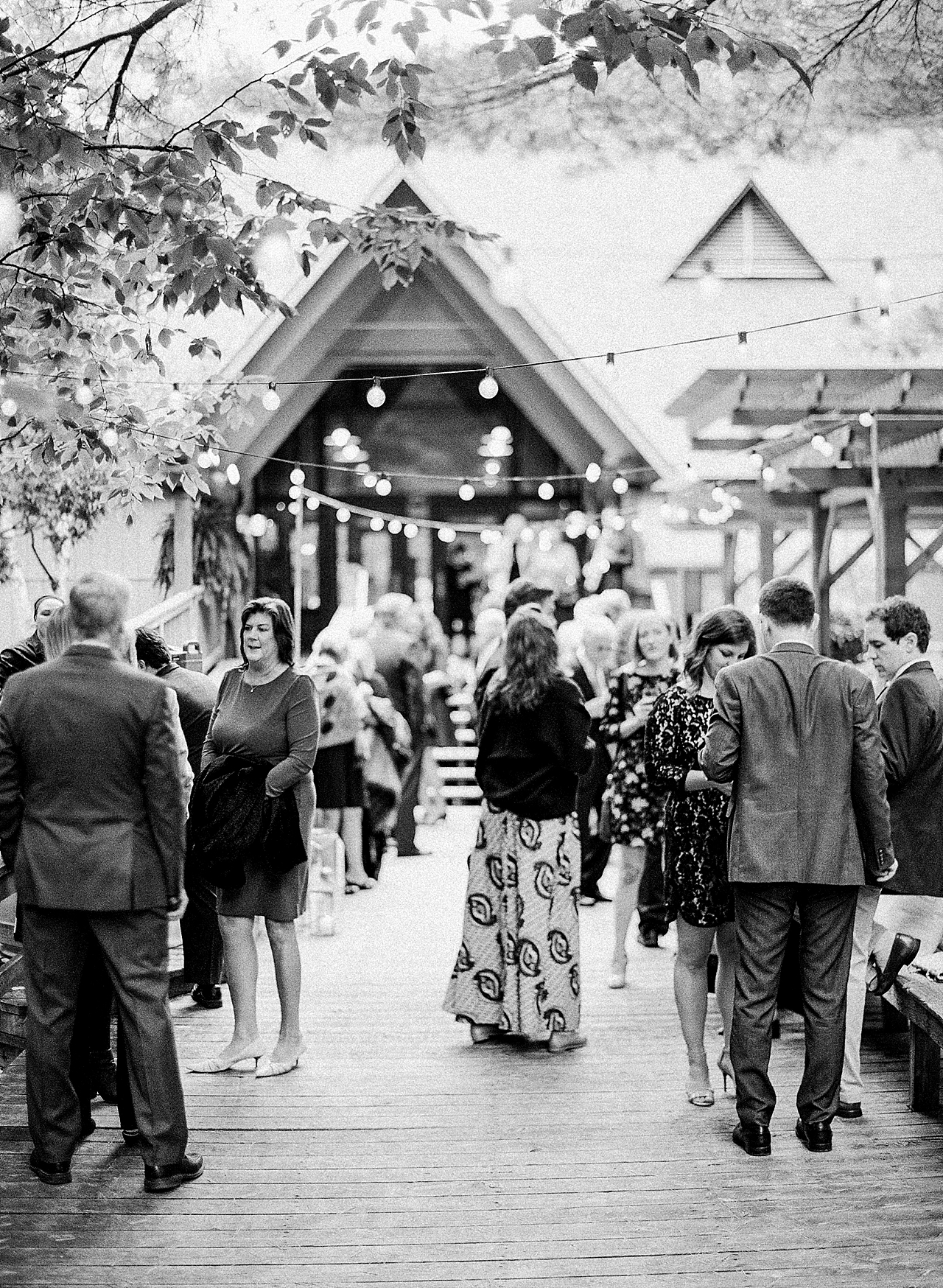 Guests at a wedding at The Leelanau School in Glen Arbor, Michigan