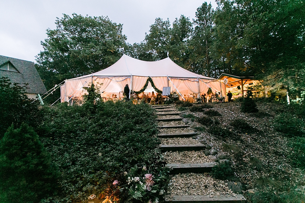 The reception tent at The Leelanau School in Glen Arbor, Michigan 
