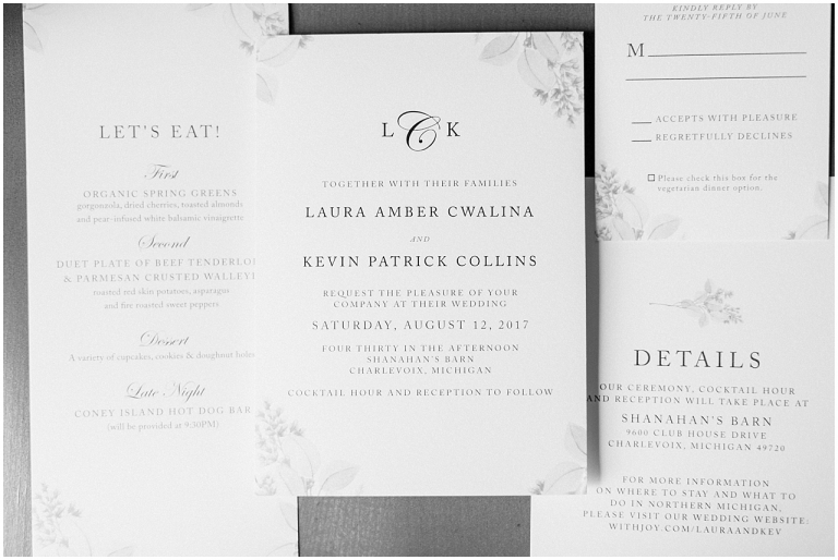 This is a photo of a wedding invitation suite