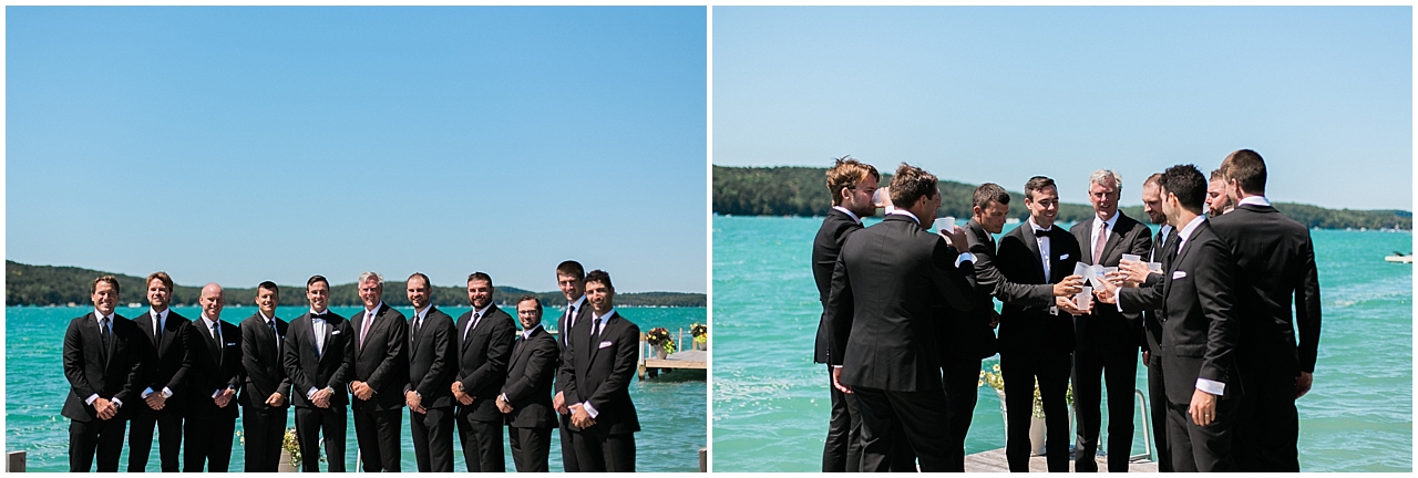 Groom and groomsmen on Walloon Lake