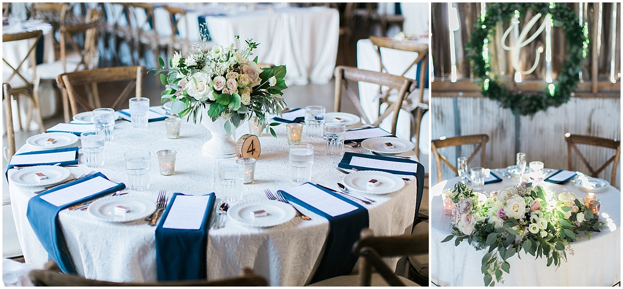 Table decor inside of Shanahan's barn in Charlevoix, Michigan
