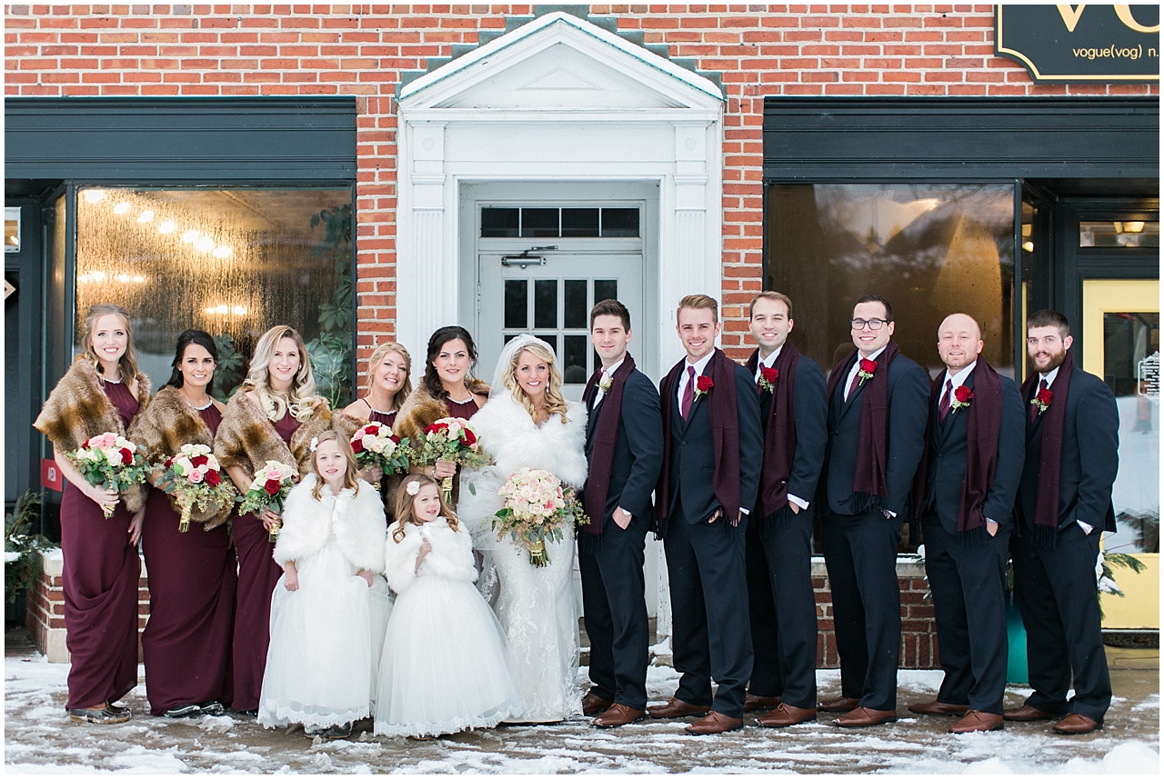 A wedding party portrait in Downtown Petoskey