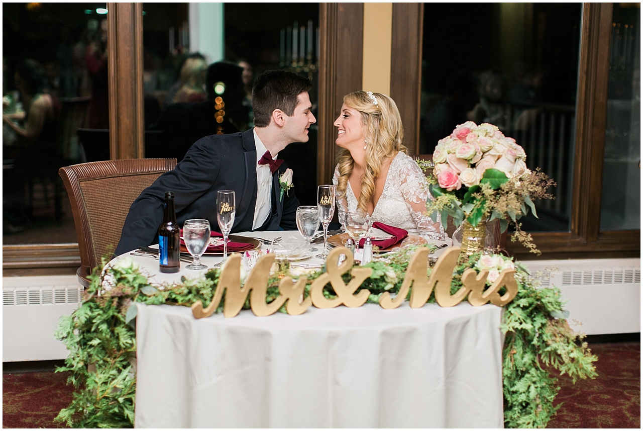 A bride and at their wedding reception in Petoskey, Michigan