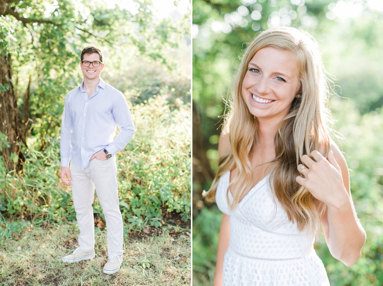 This is individual portraits of an engaged couple in Traverse City, Michigan