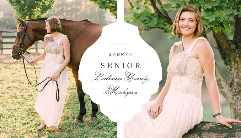 Senior Portraits with a horse in Lake Leelanau, Michigan