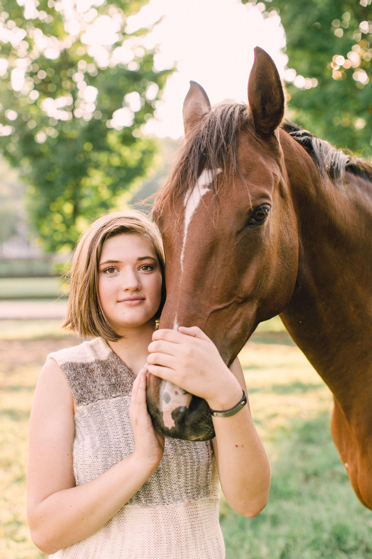 Girl and her horse during sunset in Northern Michigan