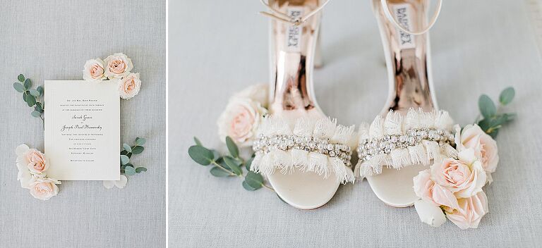 Wedding invitation and the bride's heels