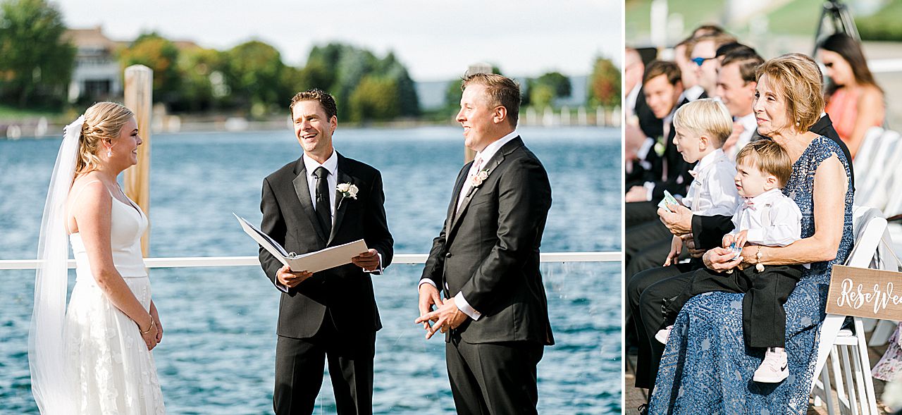 Wedding ceremony and guests watching