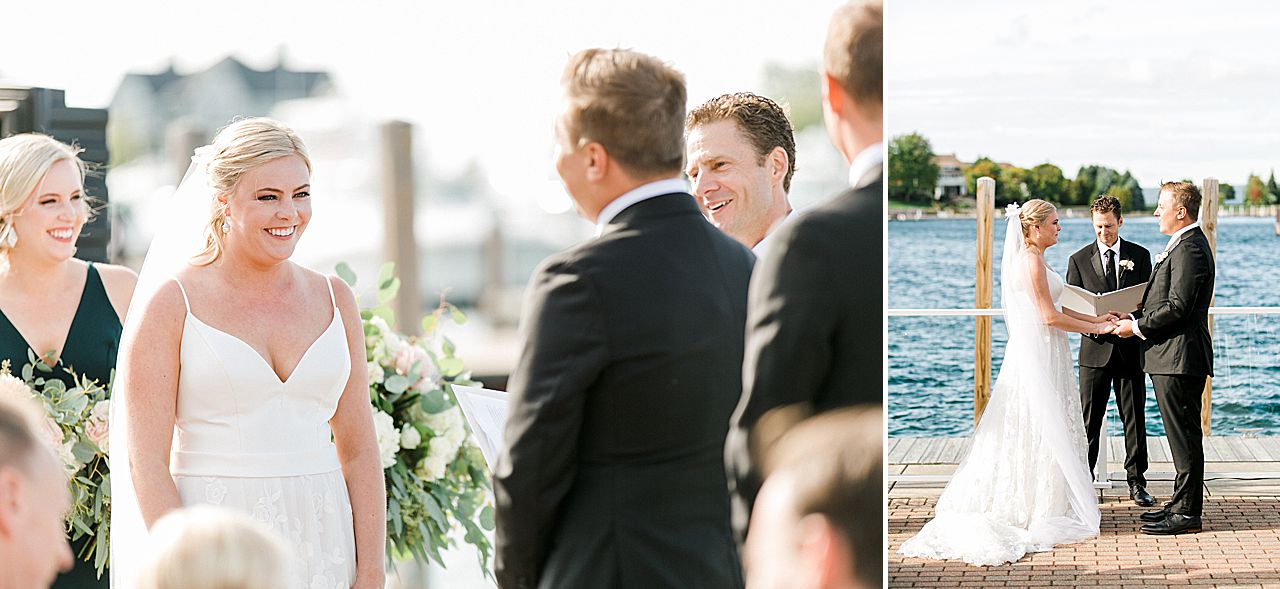 Couple saying their vows at the Bay Harbor Yacht Club