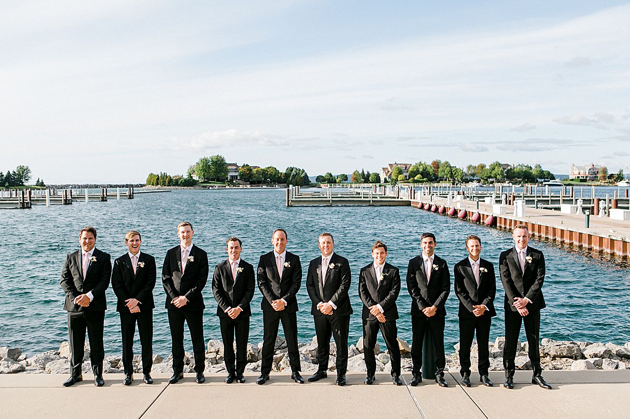 Groomsmen portraits on the harbor