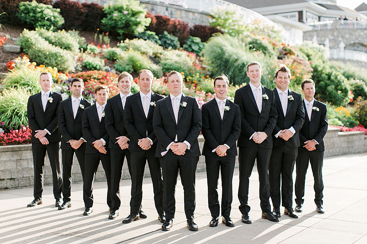 Groom and groomsmen portraits at the Bay Harbor Yacht Club