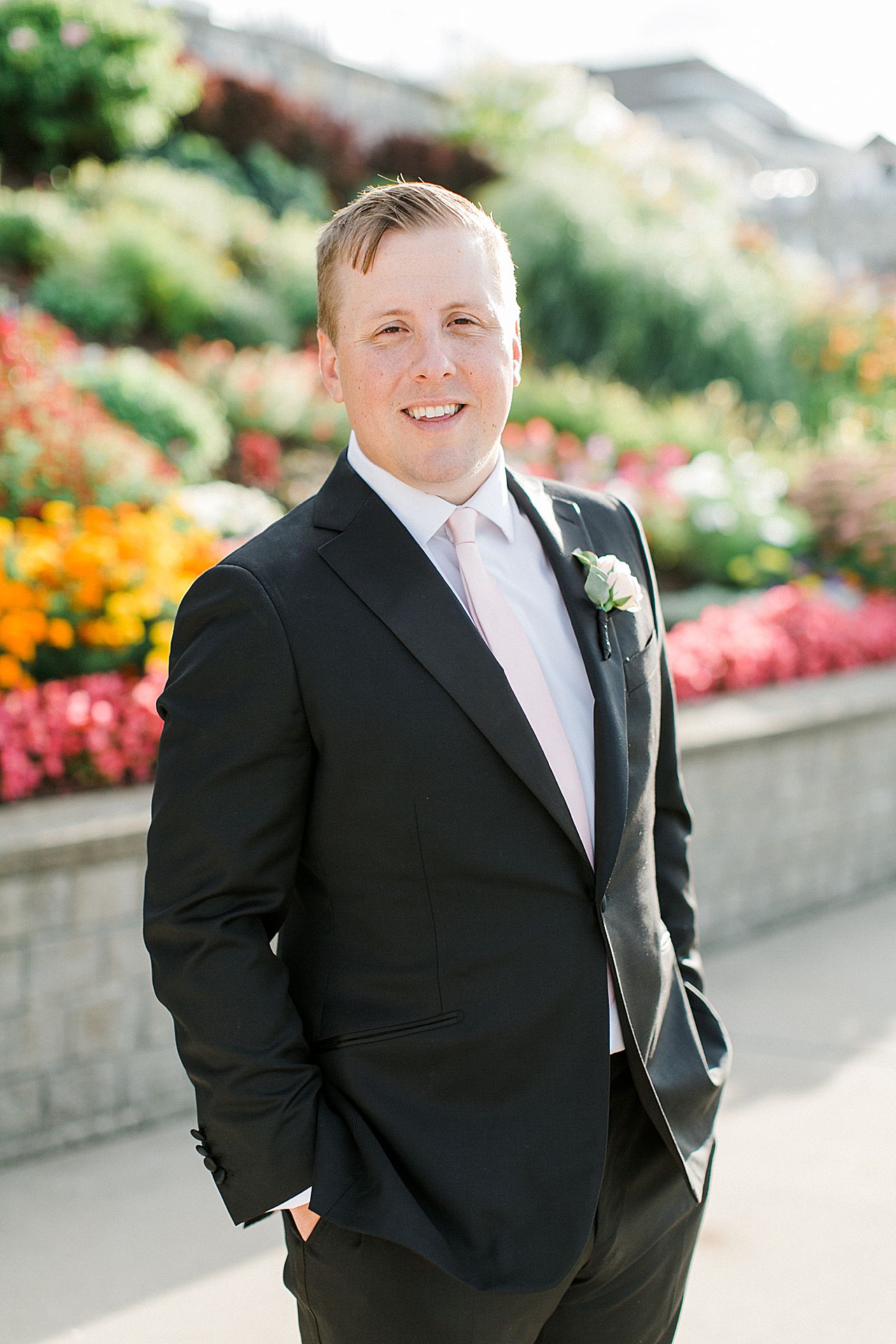 Groom portrait in Bay Harbor, Michigan