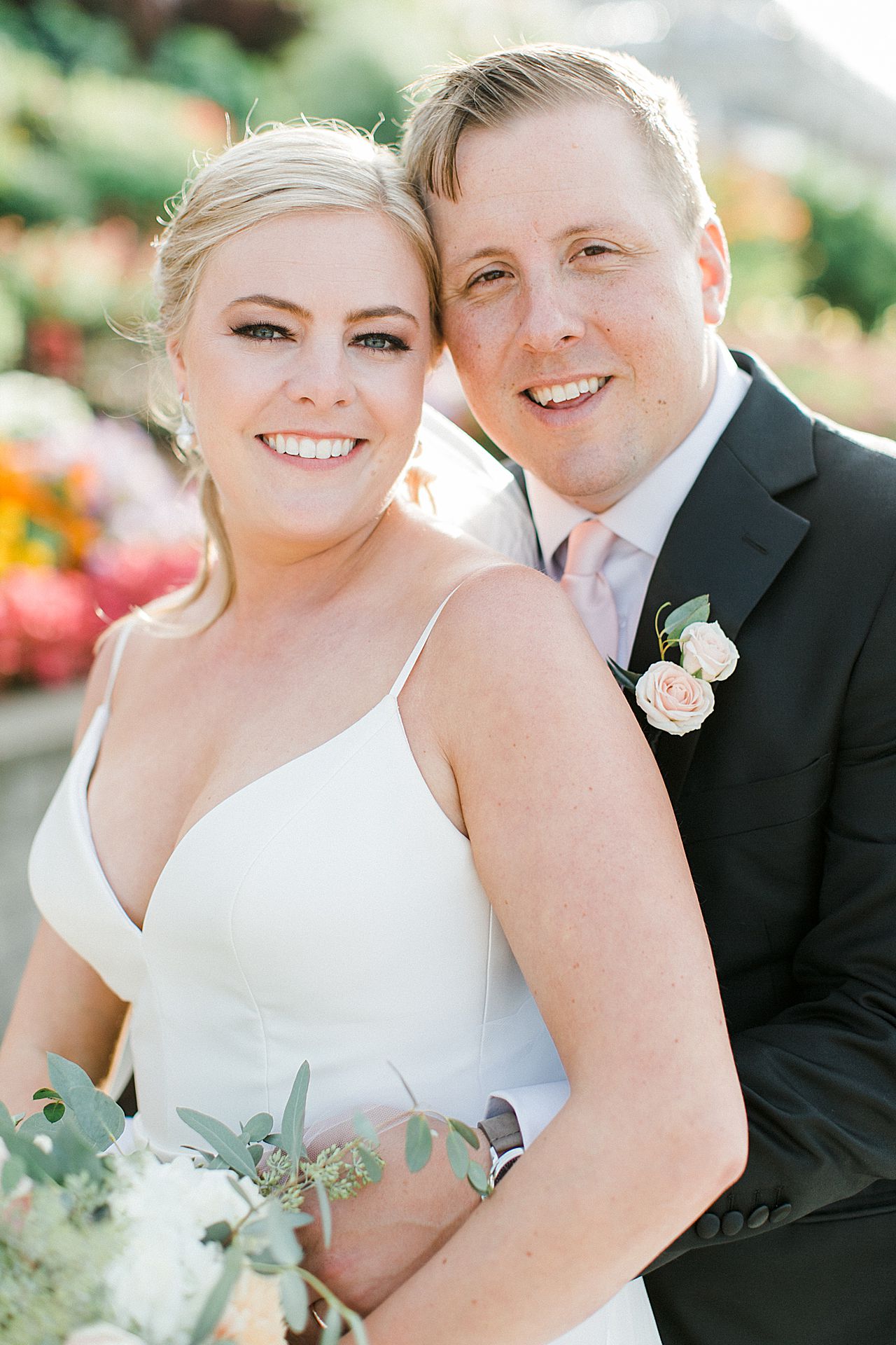Golden hour bride and groom portrait