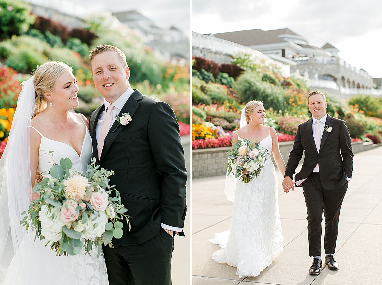 Bride and groom portraits in Petoskey, Michigan