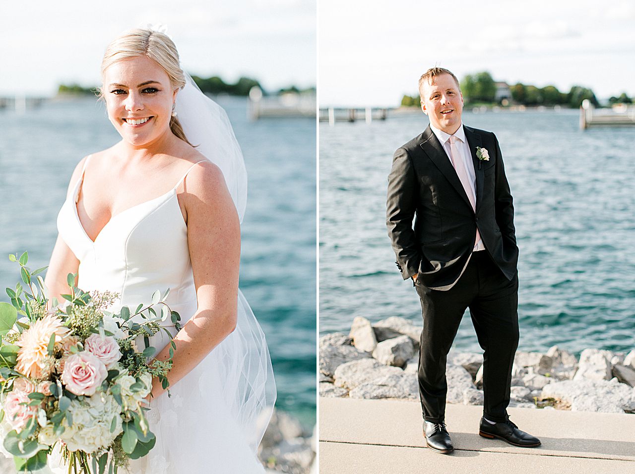 Golden hour portraits of a bride and groom