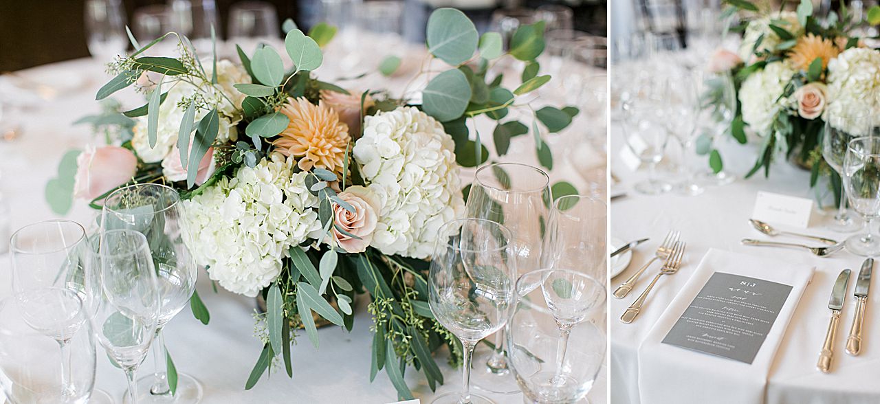 Wedding reception table centerpieces