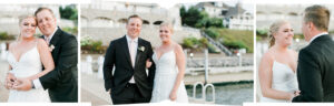 Bride and groom portraits on the dock at the Bay Harbor Yacht Club