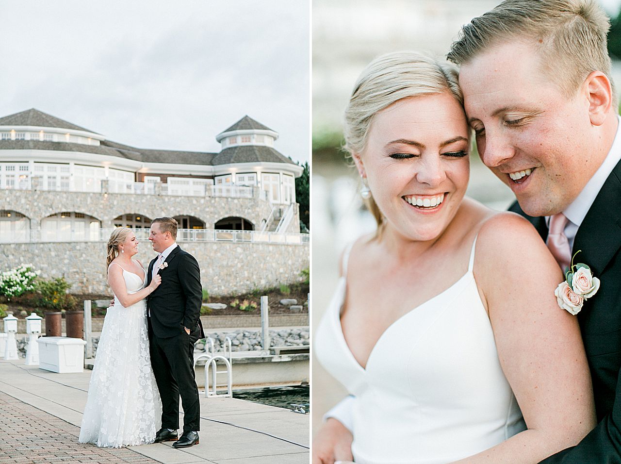 Close up bride and groom portrait in Petoskey, Michigan