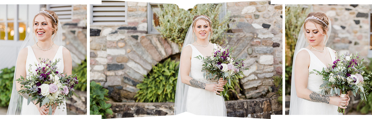 This is a photo of a bride outside of the Knight's Castle in Charlevoix, Michigan