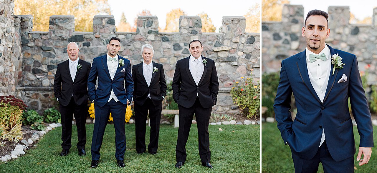 This is a photo of a groom and his groomsmen in Charlevoix, Michigan