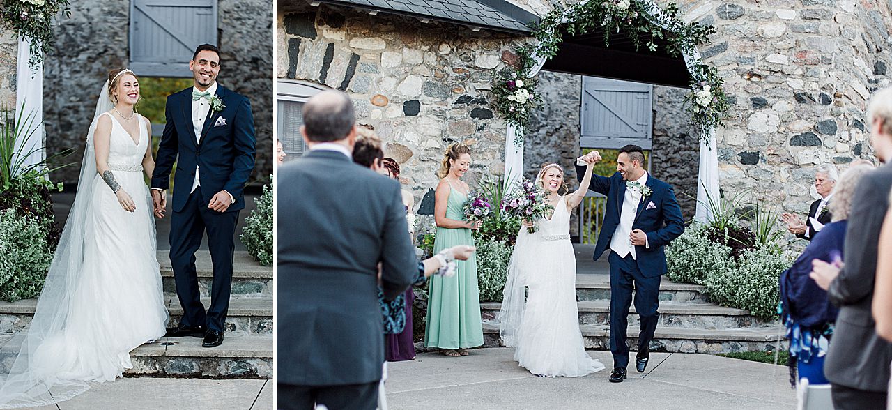 This is a photo of a bride and groom's ceremony in the Knight's Courtyard at Castle Farms in Charlevoix, Michigan