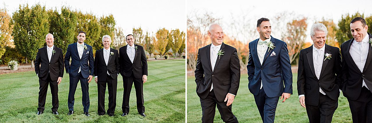 Groom and groomsmen portraits in the Kings Grand Courtyard at Castle Farms