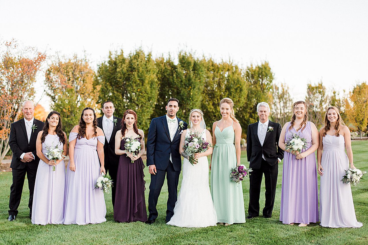 Wedding party portraits in the Kings Grand Courtyard at Castle Farms in Charlevoix, Michigan