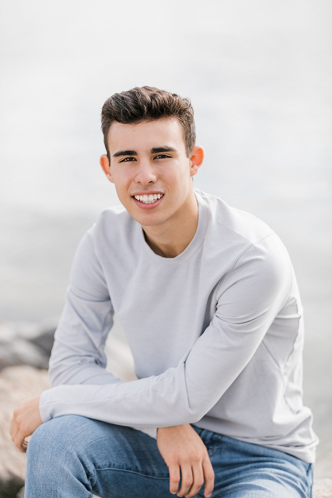 Senior portraits near the water in Charlevoix, Michigan