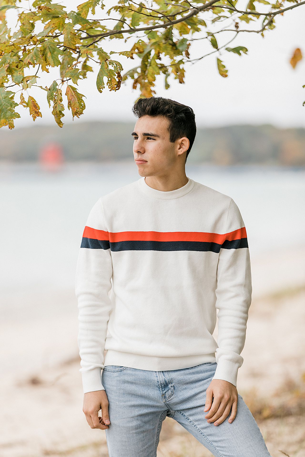 Portrait of a high school senior in Charlevoix, Michigan