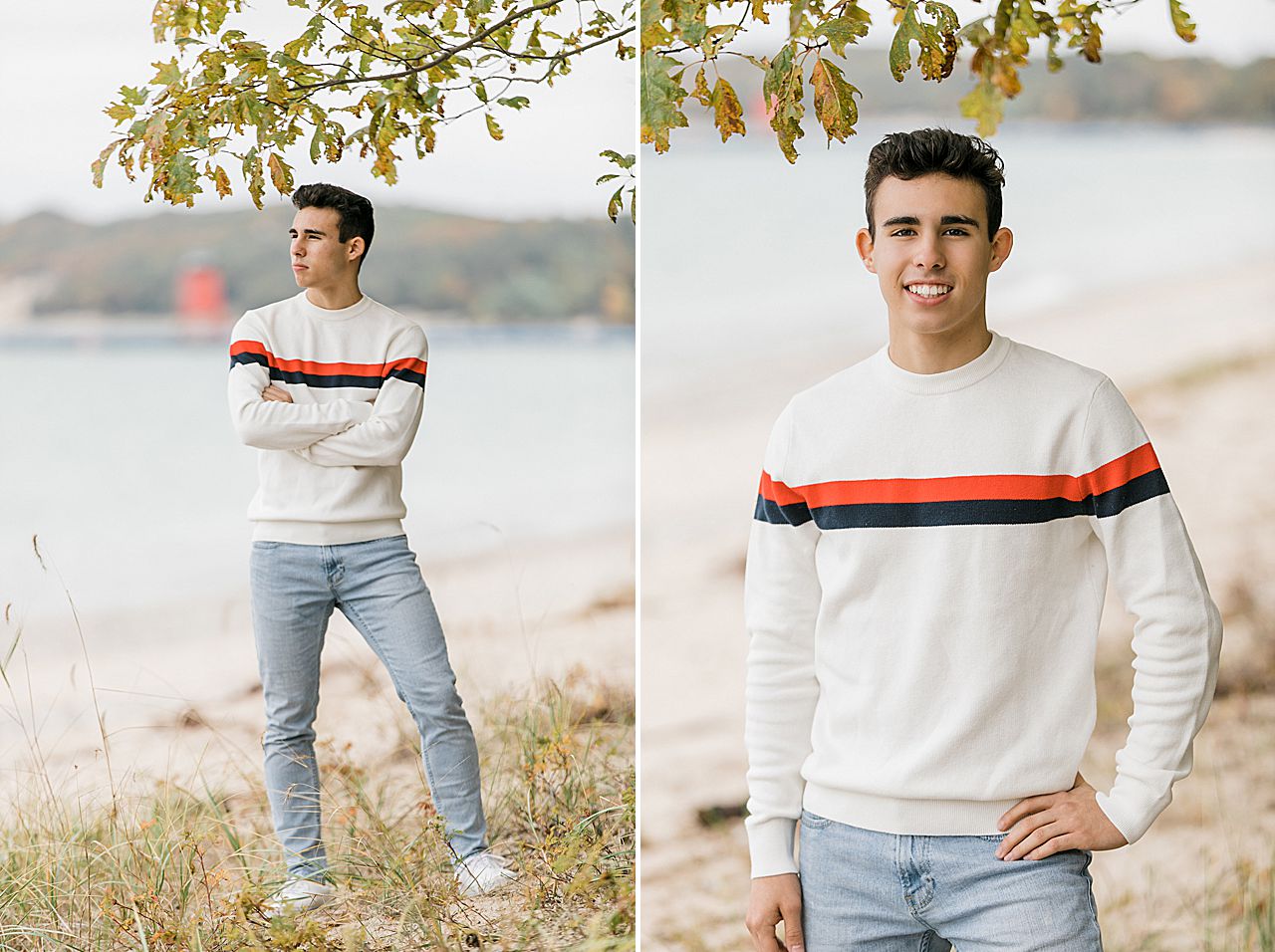 Portrait of a high school senior on a beach in Northern Michigan