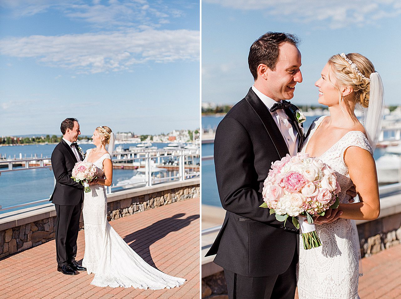 Newlyweds on the Bay Harbor Yacht Club balcony