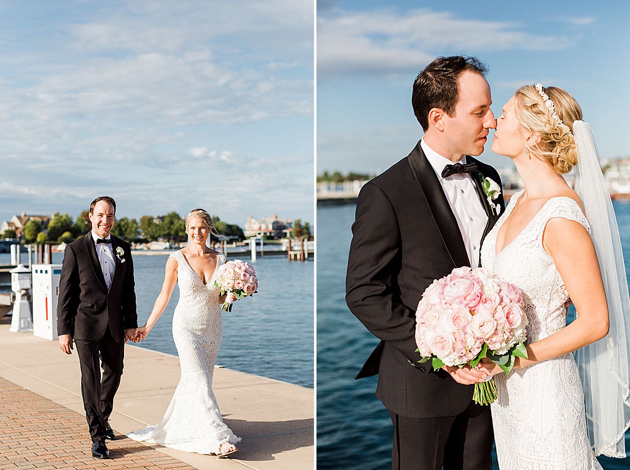 Bride and groom portraits along Lake Michigan