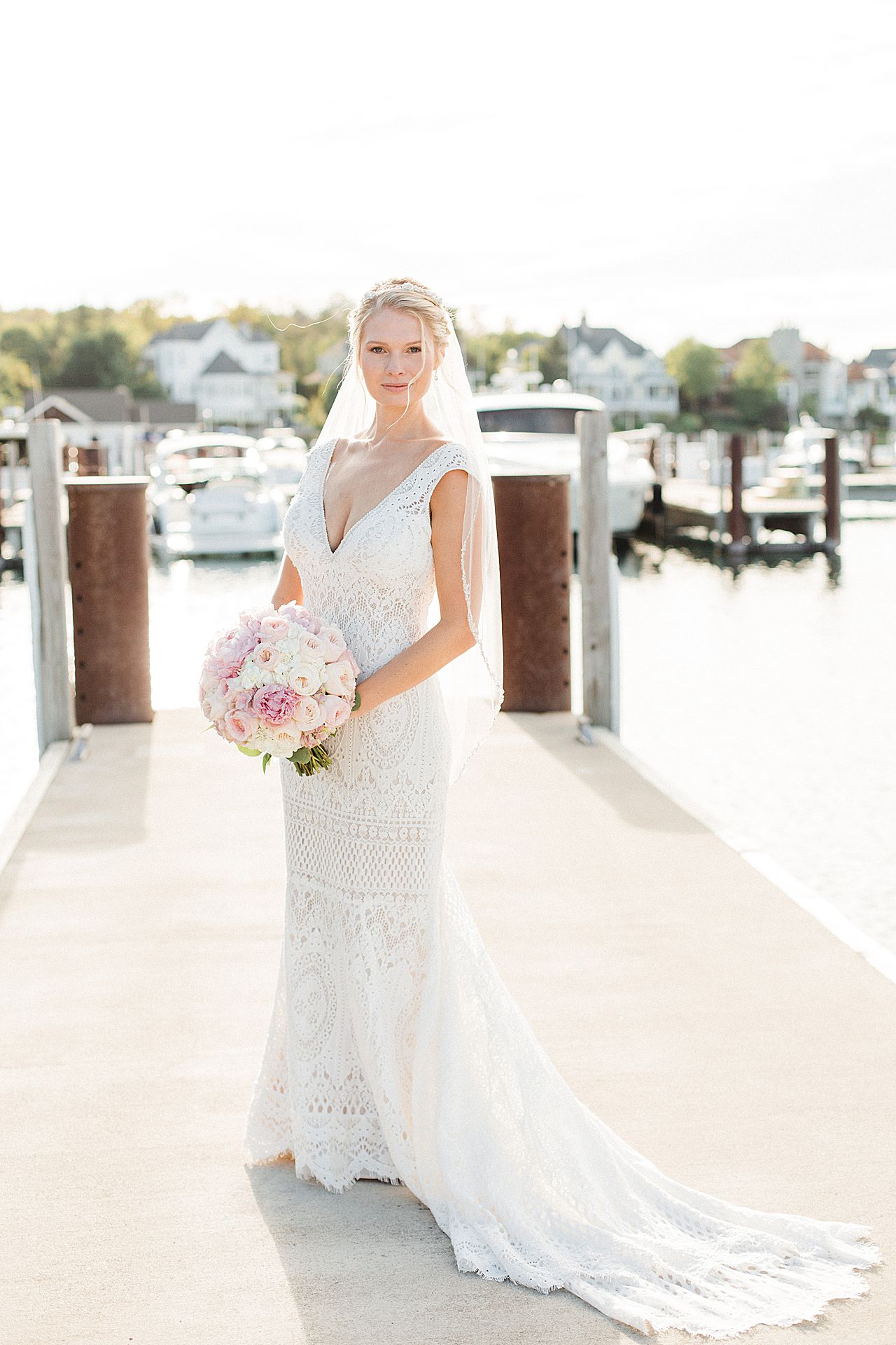 Bridal portraits in the Bay Harbor Marina