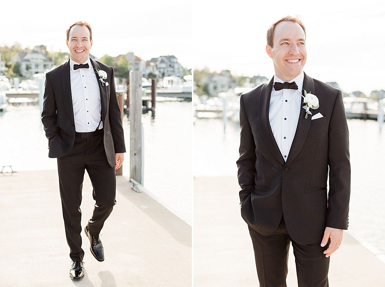Groom portraits in the Bay Harbor Marina