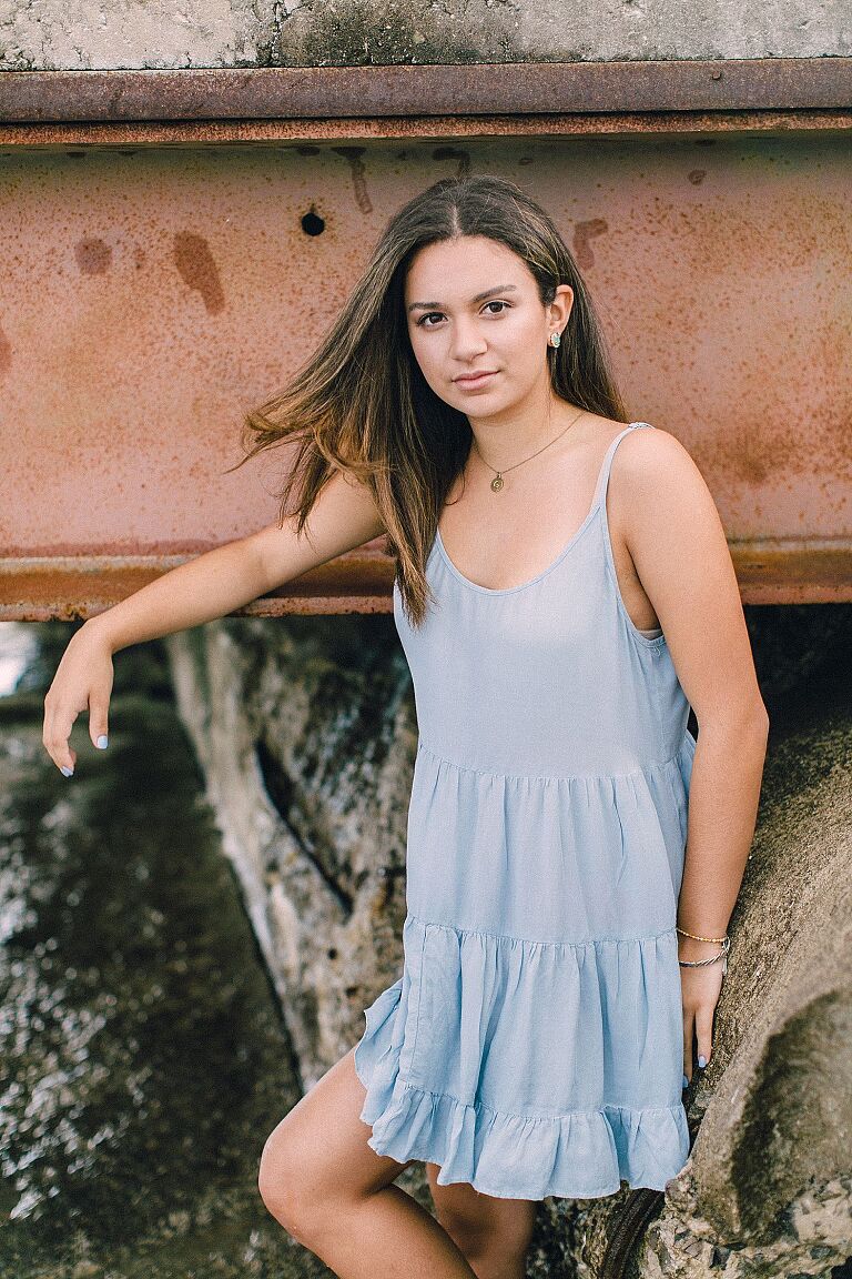 High school senior's lakeside portraits