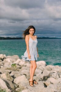 Lakeside senior portraits in Bay Harbor, Michigan